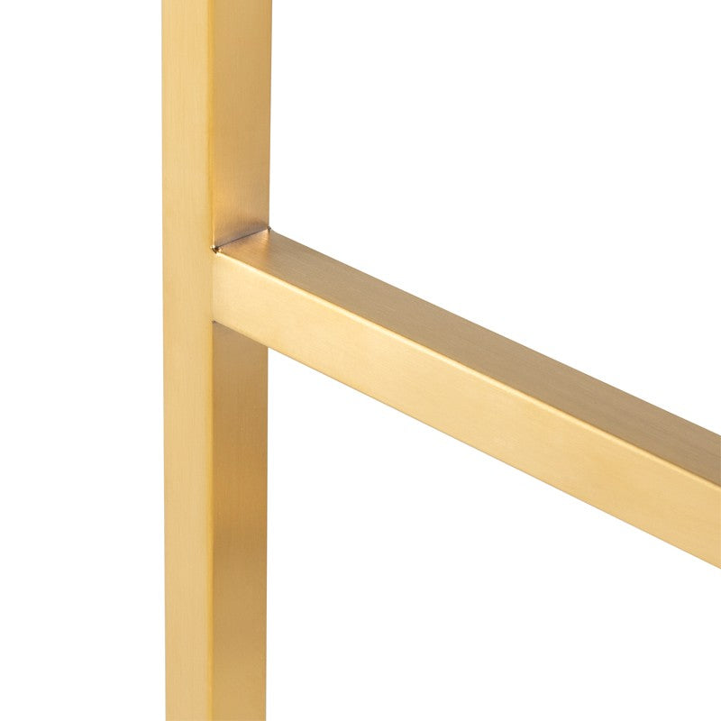 Chi Bar Stool White Naugahyde/Brushed Gold 17.8″ - Be Bold Furniture