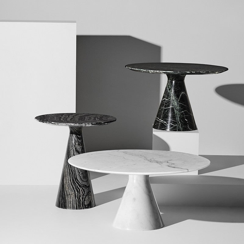 Claudio Side Table Black Wood Vein Marble 22″ - Be Bold Furniture