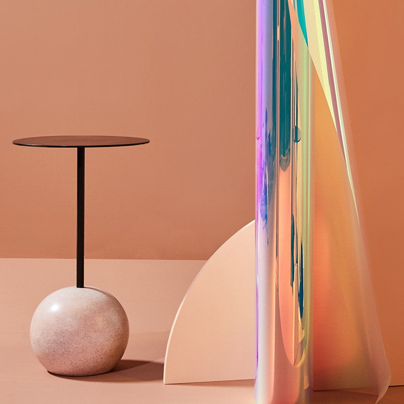 Aldo Side Table Matte Black/Flamingo Terrazzo 13.8″ - Be Bold Furniture