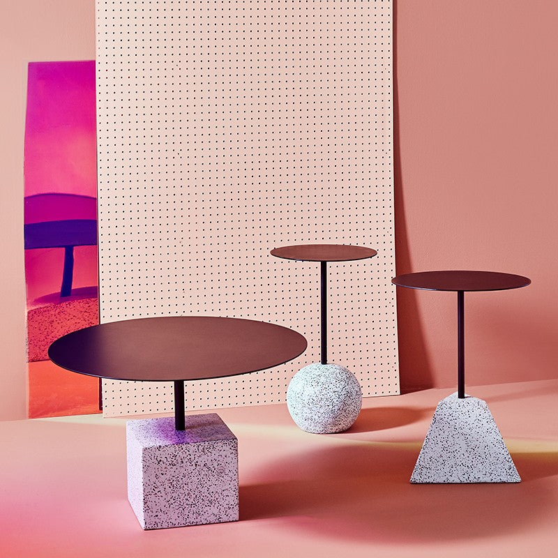 Alma Side Table Matte Black/Confetti Terrazzo 16.3″ - Be Bold Furniture
