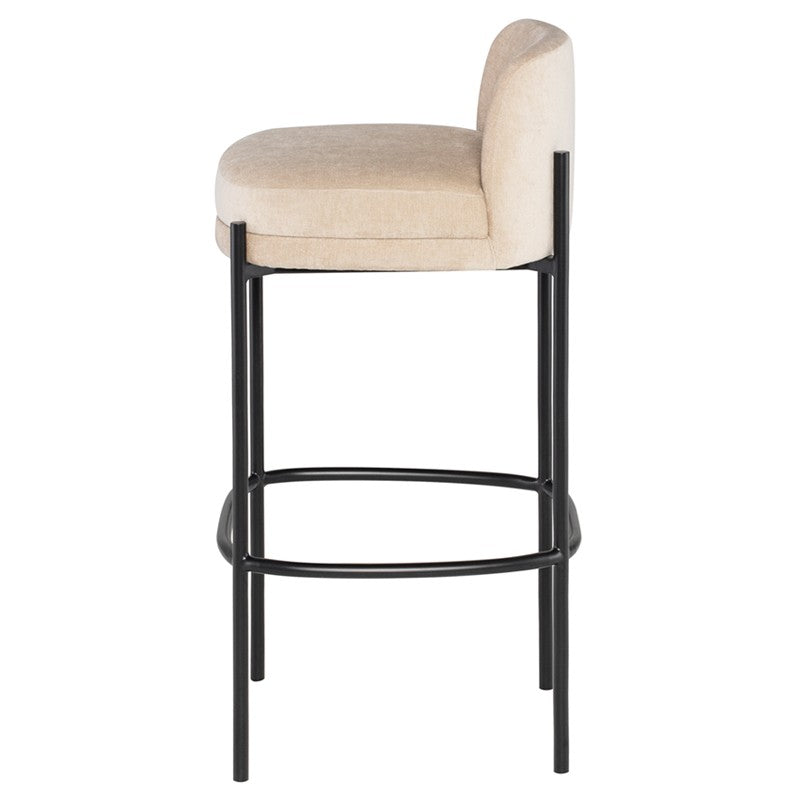 Inna Bar Stool Almond/Matte Black 17″ - Be Bold Furniture