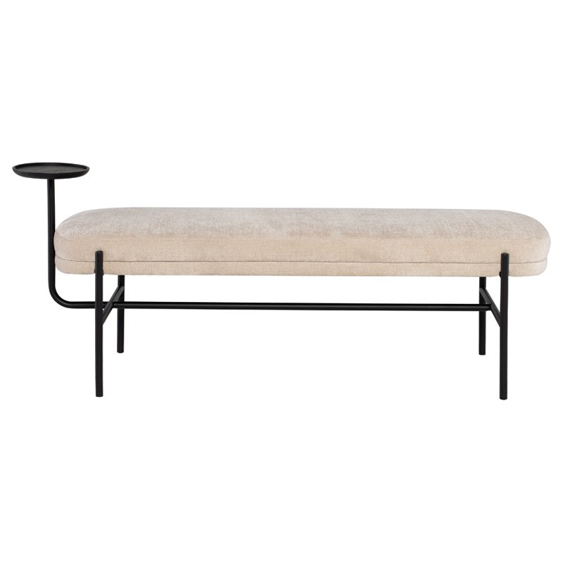 Inna Bench Almond/Matte Black 59.8″ - Be Bold Furniture