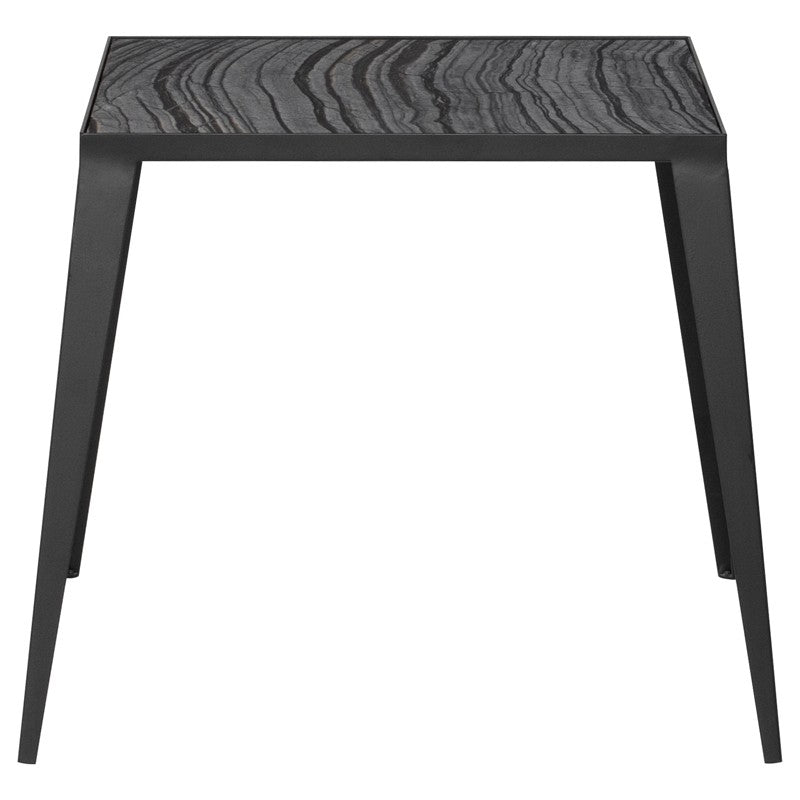 Mink Side Table Black Wood Vein Marble/Matte Black 22″ - Be Bold Furniture