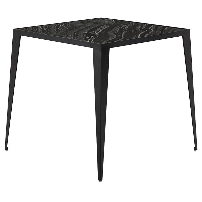 Mink Side Table Black Wood Vein Marble/Matte Black 22″ - Be Bold Furniture