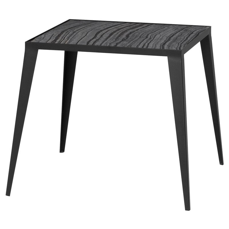 Mink Side Table Black Wood Vein Marble/Matte Black 22″ - Be Bold Furniture