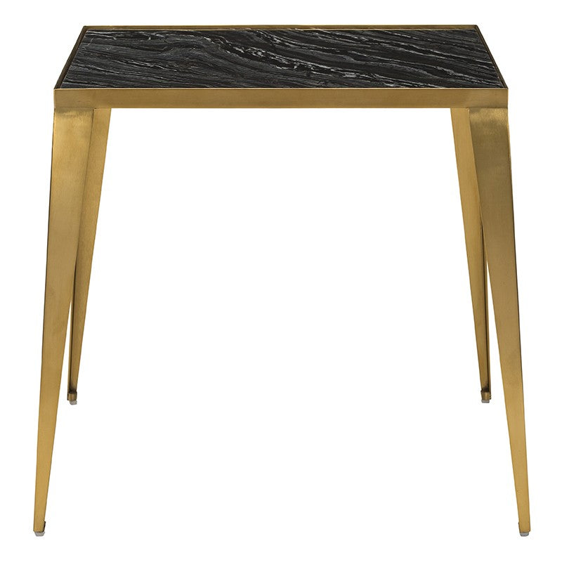Mink Side Table Black Wood Vein/Brushed Gold 22″ - Be Bold Furniture