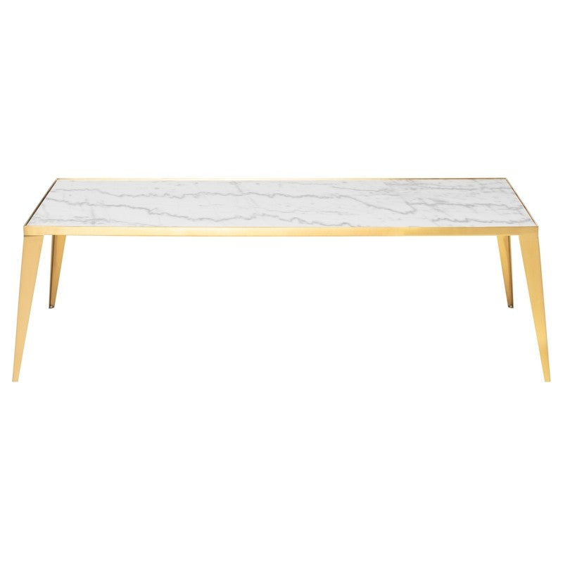 Mink Coffee Table White Marble/Brushed Gold 50.5″ - Be Bold Furniture