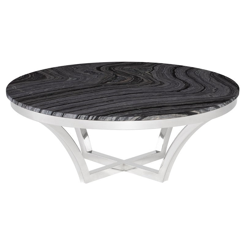 Aurora Coffee Table Blackwood/Polished Stainless - Be Bold Furniture