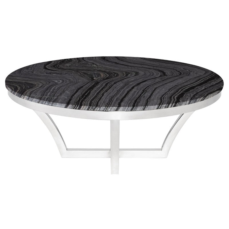 Aurora Coffee Table Blackwood/Polished Stainless - Be Bold Furniture