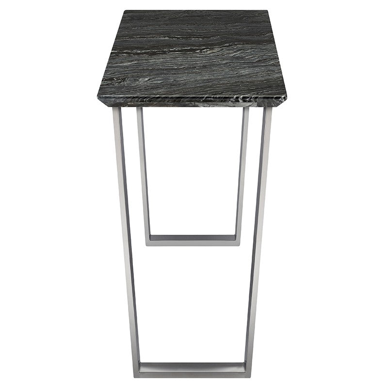 Catrine Console Table Black Wood Vein Marble/Polished Stainless 60″ - Be Bold Furniture