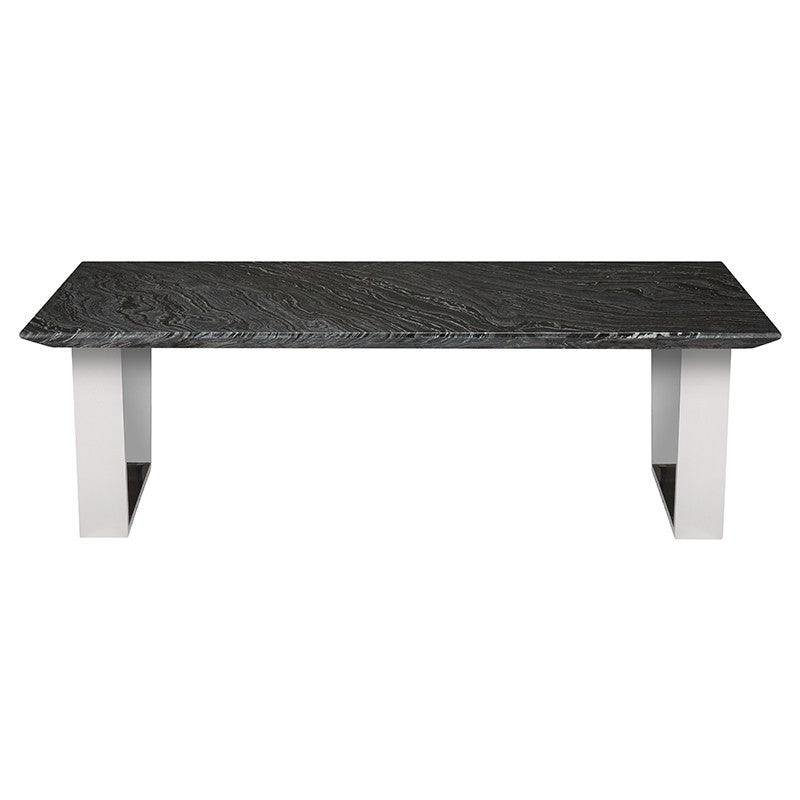 Catrine Coffee Table Black Wood/Polished Stainless 54" - Be Bold Furniture