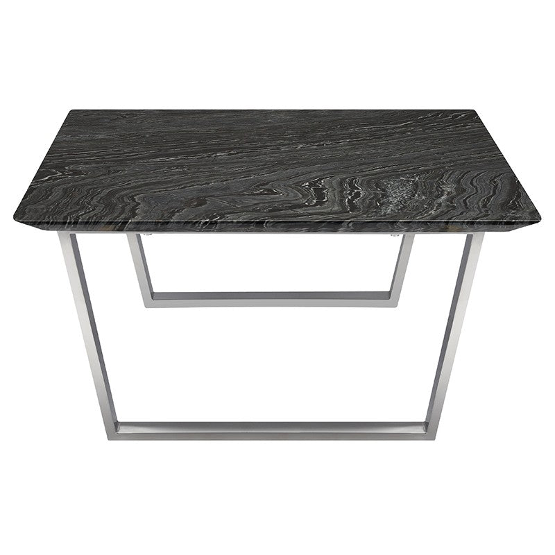 Catrine Coffee Table Black Wood/Polished Stainless 54" - Be Bold Furniture