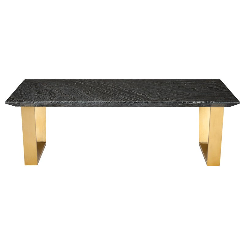 Catrine Coffee Table Black Wood/Brushed Gold 54" - Be Bold Furniture