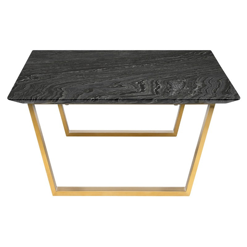 Catrine Coffee Table Black Wood/Brushed Gold 54" - Be Bold Furniture