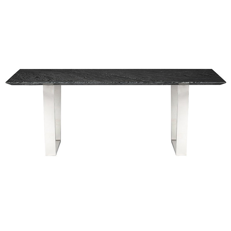 Catrine Dining Table Black Wood/Polished Stainless - Be Bold Furniture