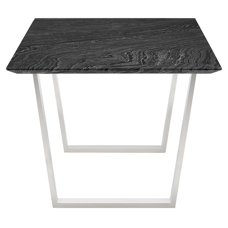 Catrine Dining Table Black Wood/Polished Stainless - Be Bold Furniture
