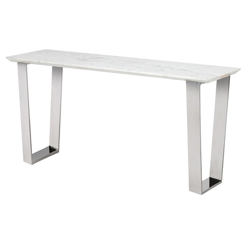 Catrine Console Table White Marble/Polished Stainless 60″ - Be Bold Furniture