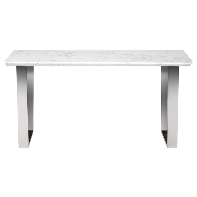 Catrine Console Table White Marble/Polished Stainless 60″ - Be Bold Furniture