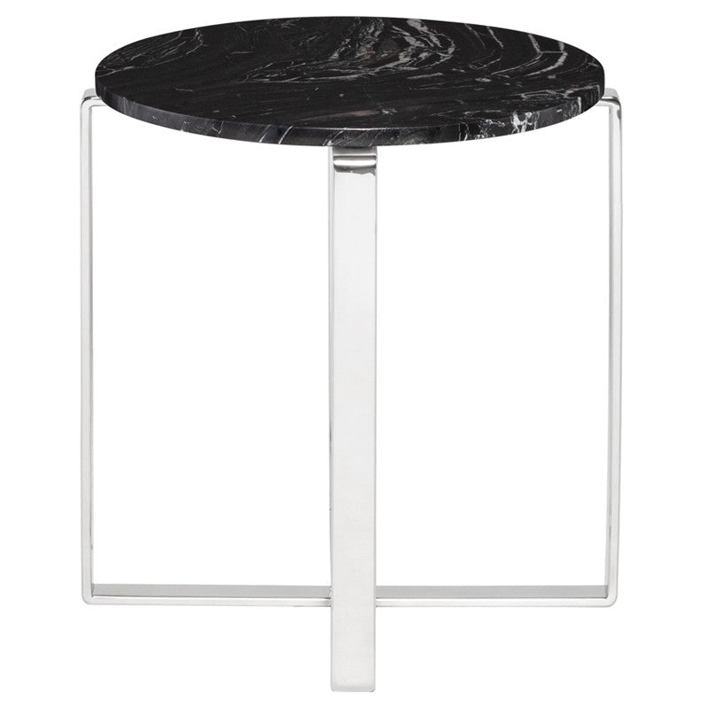 Rosa Side Table Black Wood Vein/Polished Stainless 20″ - Be Bold Furniture