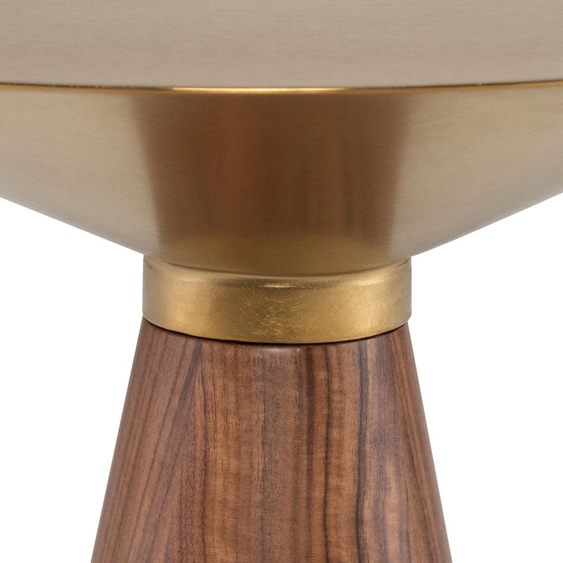 Iris Side Table X Brushed Gold/Walnut Veneer 19.8″ - Be Bold Furniture