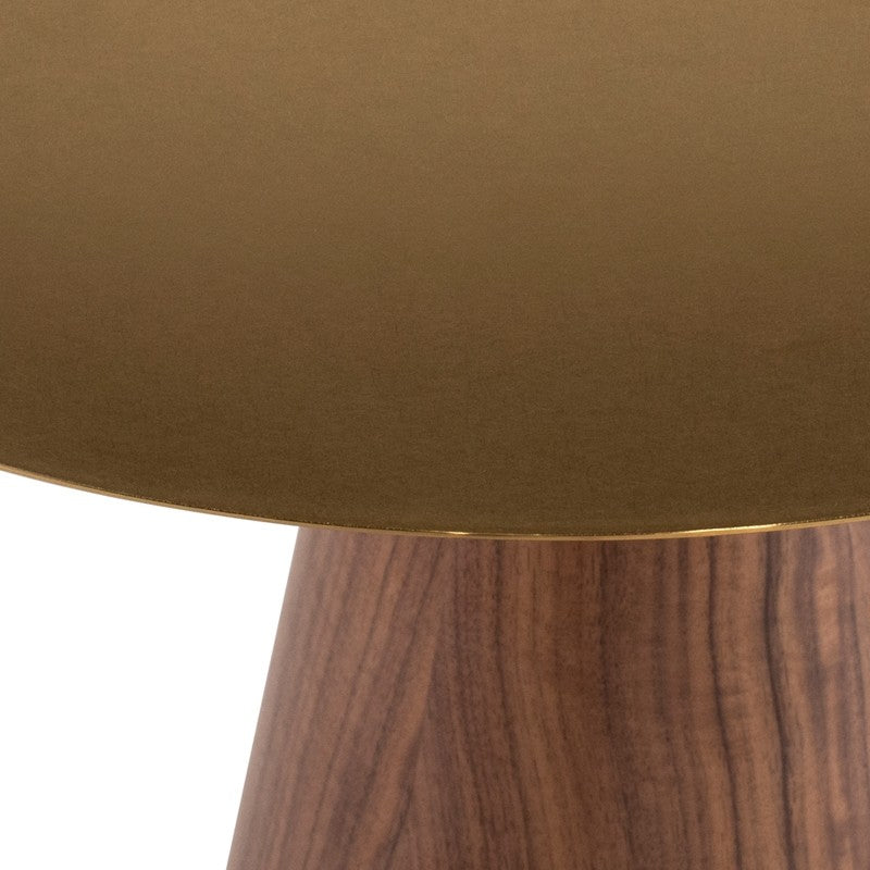 Iris Side Table X Brushed Gold/Walnut Veneer 19.8″ - Be Bold Furniture