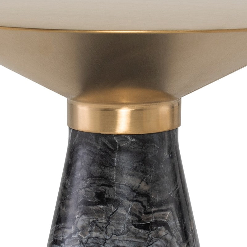 Iris Side Table Brushed Gold/Black Wood Vein 15.8″ - Be Bold Furniture