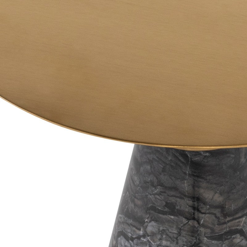 Iris Side Table Brushed Gold/Black Wood Vein 15.8″ - Be Bold Furniture