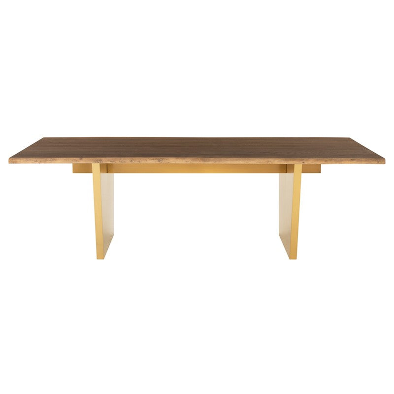 Aiden Dining Table Seared Oak/ Brushed Gold Legs - Be Bold Furniture