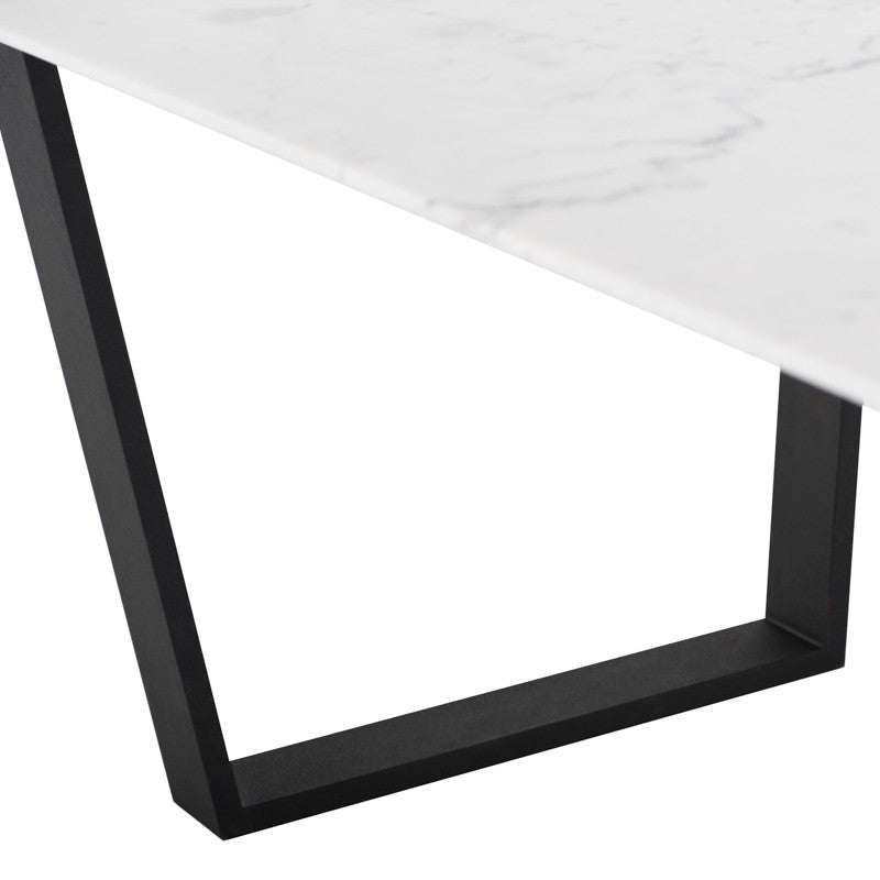 Catrine Dining Table White Marble/Matte Steel - Be Bold Furniture