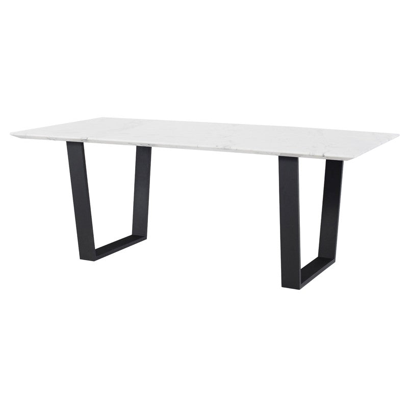 Catrine Dining Table White Marble/Matte Steel - Be Bold Furniture