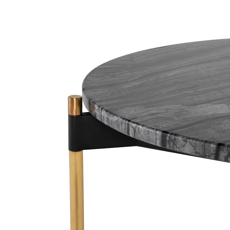 Pixie Side Table Black Wood Vein Marble/Brushed Gold 25″ - Be Bold Furniture