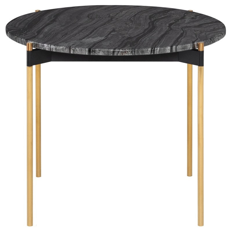 Pixie Side Table Black Wood Vein Marble/Brushed Gold 25″ - Be Bold Furniture