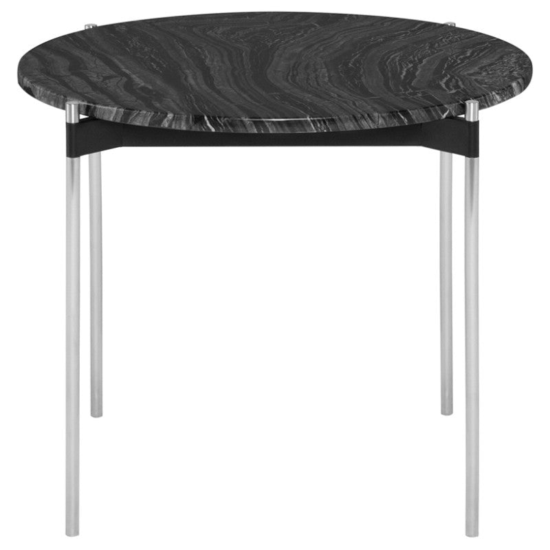 Pixie Side Table Black wood Vein Marble/Brushed Stainless 25″ - Be Bold Furniture