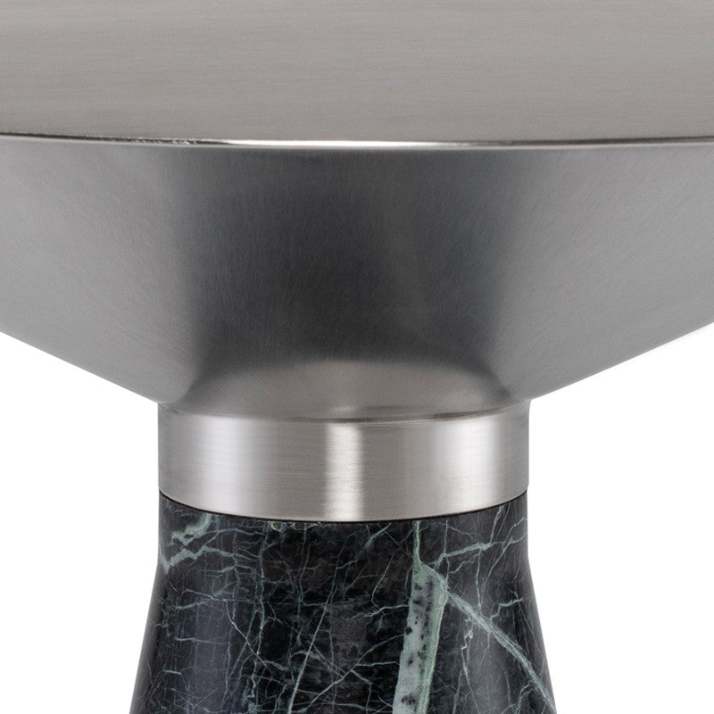Iris Side Table Brushed Stainless/Green Marble 19.8″ - Be Bold Furniture