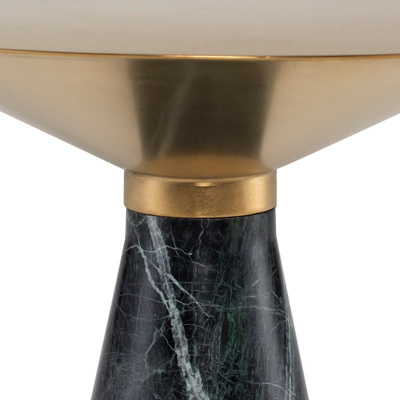 Iris Side Table X Brushed Gold/Green Marble 19.8″ - Be Bold Furniture