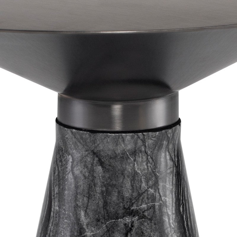 Iris Side Table Brushed Graphite /Black Wood Vein Marble 15.8″ - Be Bold Furniture