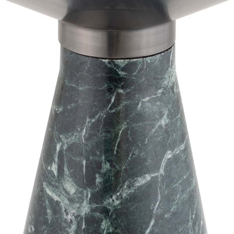 Iris Side Table Brushed Graphite/Green Marble 15.8″ - Be Bold Furniture