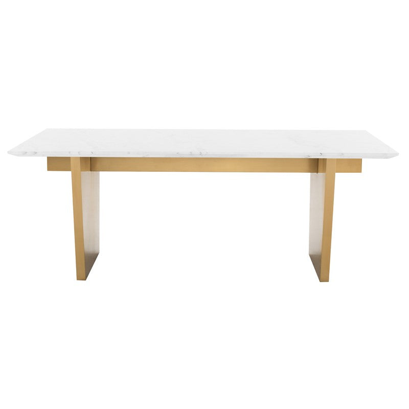 Aiden Dining Table White Marble/Brushed Gold Legs - Be Bold Furniture
