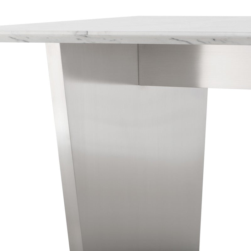 Aiden Dining Table Seared White Marble/ Brushed Gold Legs - Be Bold Furniture