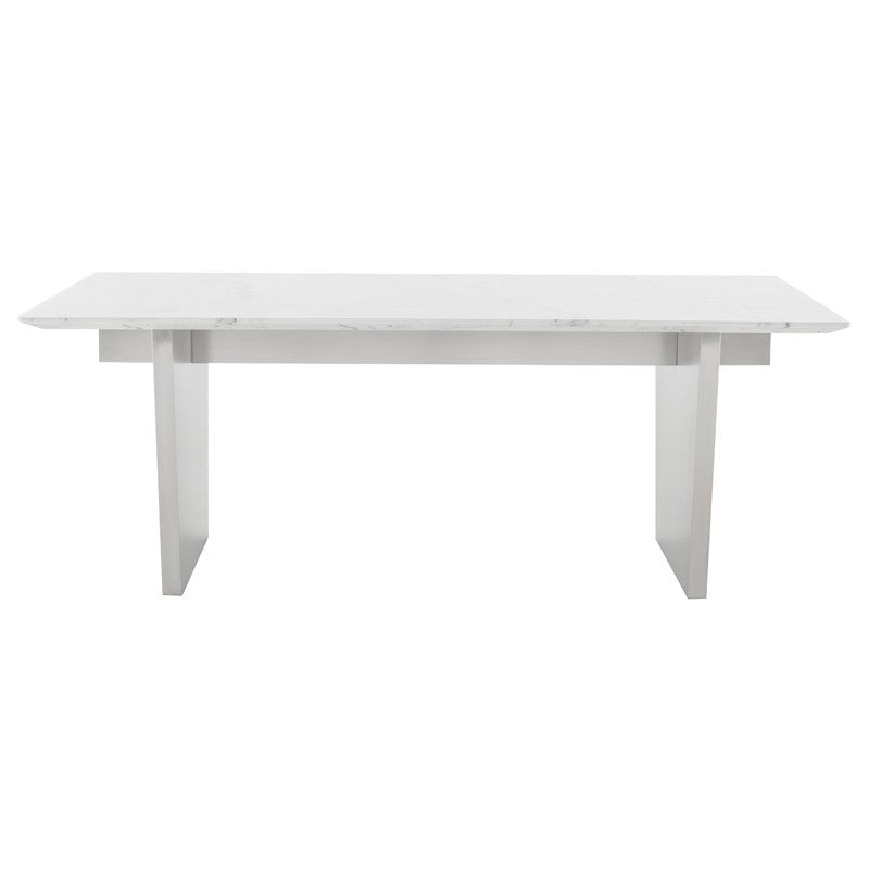Aiden Dining Table Seared White Marble/ Brushed Gold Legs - Be Bold Furniture