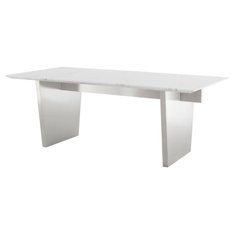 Aiden Dining Table Seared White Marble/ Brushed Gold Legs