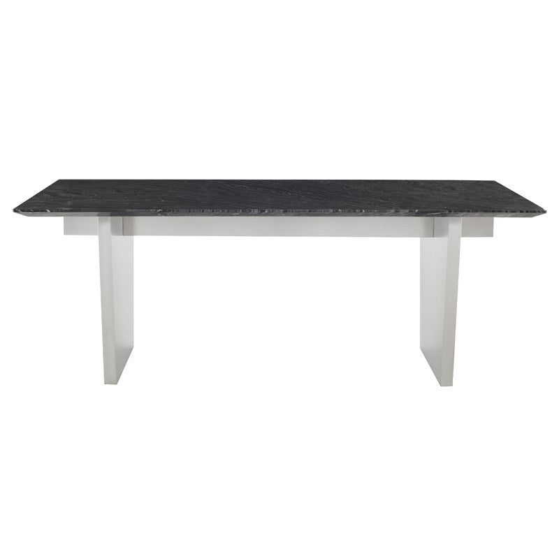 Aiden Dining Table Black Wood/Legsbrushed Stainless - Be Bold Furniture