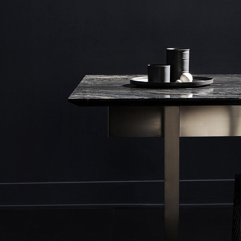 Aiden Dining Table Black Wood/Legsbrushed Stainless - Be Bold Furniture