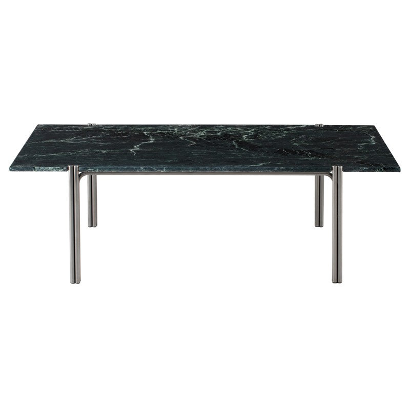 Sussur Coffee Table Green Marble/Polished Graphite 48″ - Be Bold Furniture