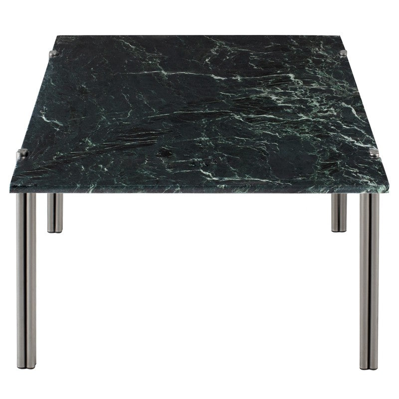 Sussur Coffee Table Green Marble/Polished Graphite 48″ - Be Bold Furniture