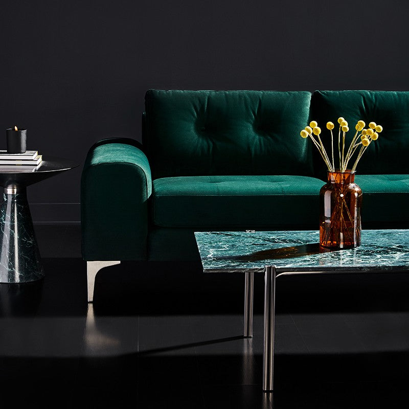 Sussur Coffee Table Green Marble/Polished Graphite 48″ - Be Bold Furniture