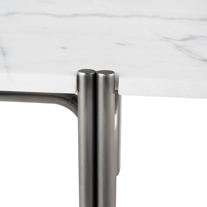 Sussur Coffee Table White Marble/Polished Graphite 48″ - Be Bold Furniture