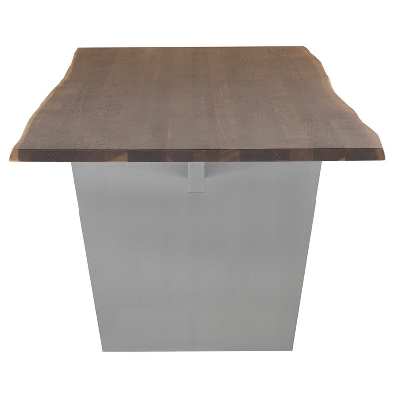 Aiden Dining Table, Seared Oak/Brushed Stainless - Be Bold Furniture