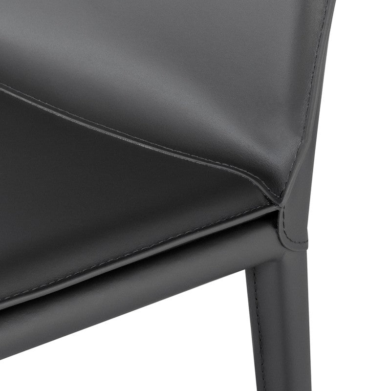Palma Dining Chair Dark Grey Leather 19″ - Be Bold Furniture