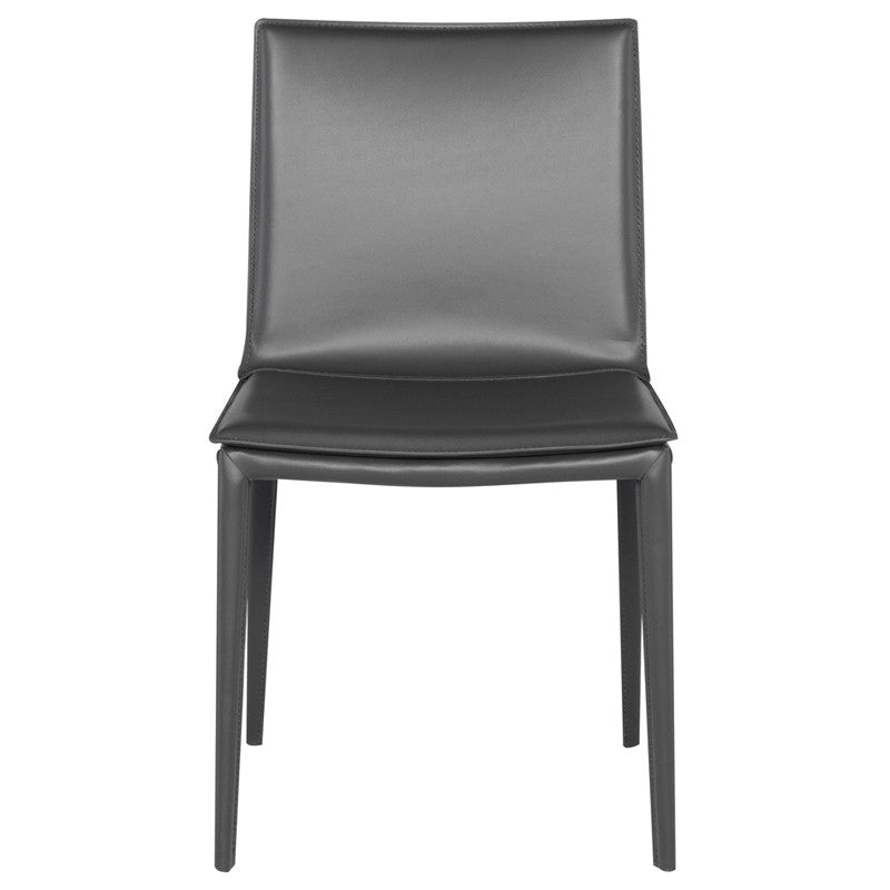 Palma Dining Chair Dark Grey Leather 19″ - Be Bold Furniture